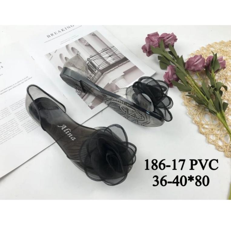 HOT SALE Ready Stok Sepatu Kaca Flower Bunga Mawar 186 Best Seller /0Sepatu Sandal Jelly Bunga