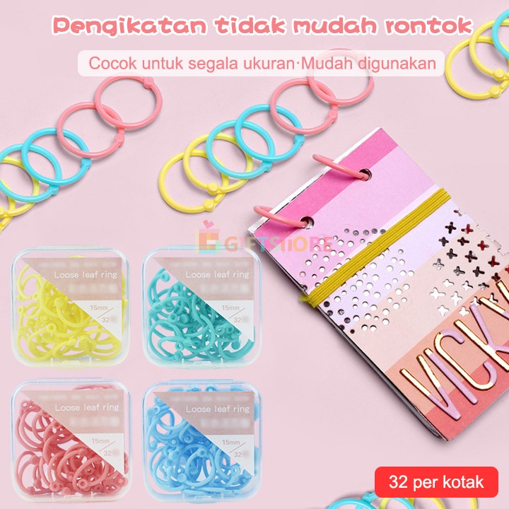 

32 Per Kotak Ring Binder Loose Leaf Plastik Warna Warni Bahan Tanpa Melubangi Bukuf Untuk A4/ A5/ A6 Cocok Untuk Segala Ukuran