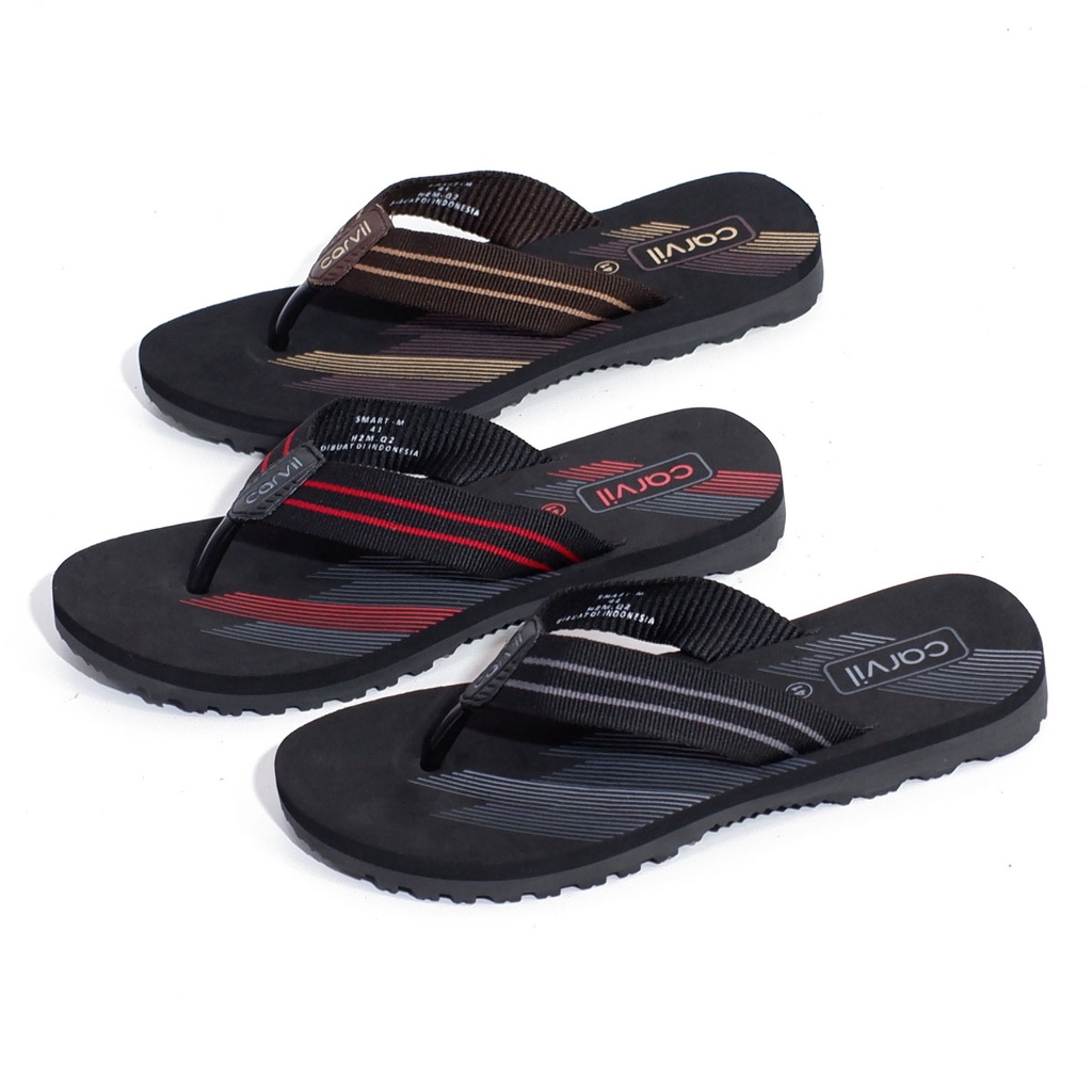 Sandal japit pria terbaru casual karet lentur original sendal jepit slide cowok laki2 dewasa Carvil New Emw03 Alfino smart 38-44
