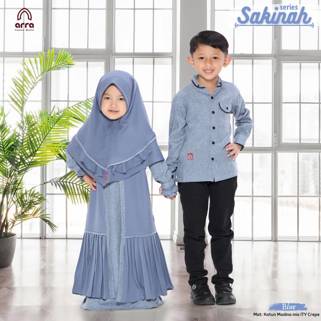 Baju Couple Keluarga Lebaran 2023 Arra Sakinah Blue Sarimbit Keluarga 2023 Lebaran