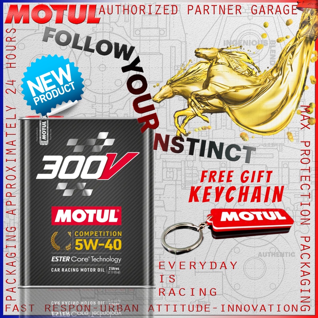 MOTUL 300V COMPETITION 5W40 2L OLI MOBIL RACING IMPORT KEMASAN KALENG