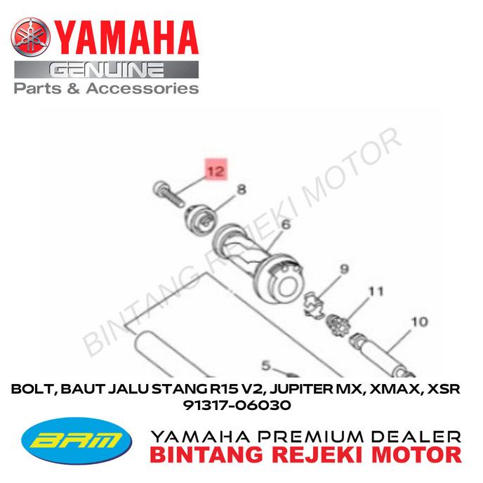bolt, baut jalu stang r15 v2, jupiter mx, xmax, xsr 91317-06030 [y-brm]