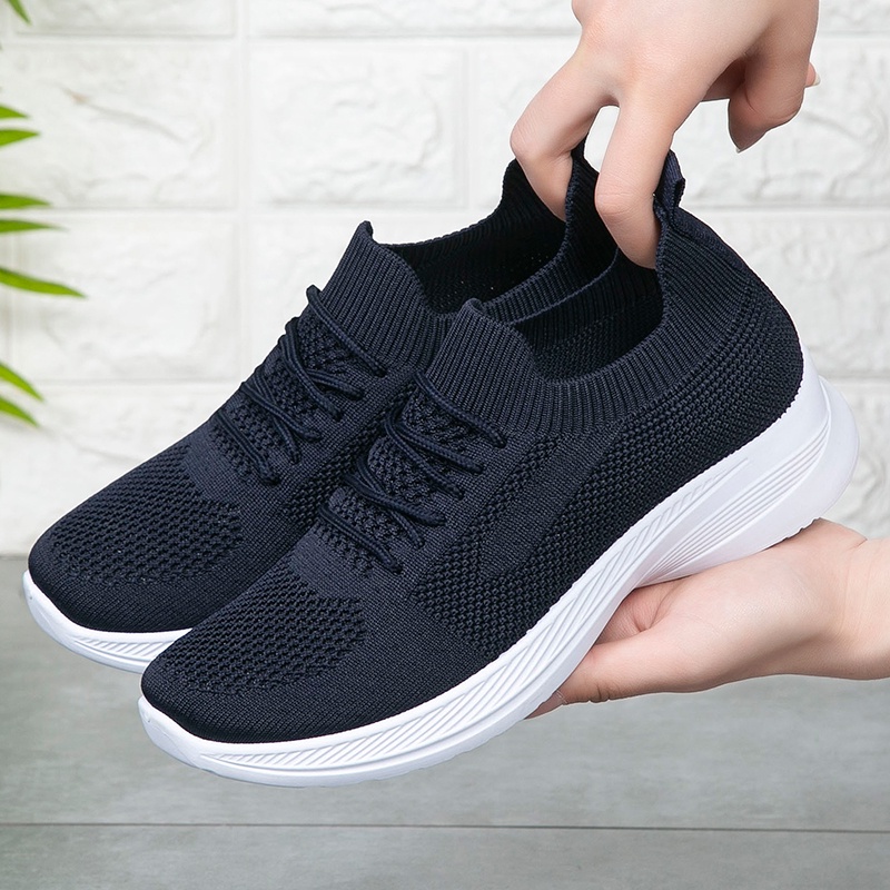 Batavia 2023 Baru impor Fashion Sepatu wanita olahraga premium perempuan terbaru rajut adem antislip Sepatu rajut wanita sepatu lari anak perempuan Shoes Sport Original Pink Hitam Abu Grey kanvas sekolah korea Onlinemall N12