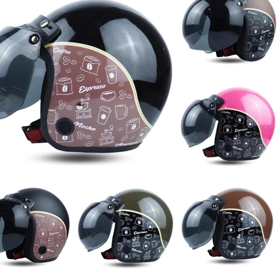 Termurah  Helm Bogo Motif Kopi Doraemon Panda Retro Dewasa SNI Ⓜysb⋆
