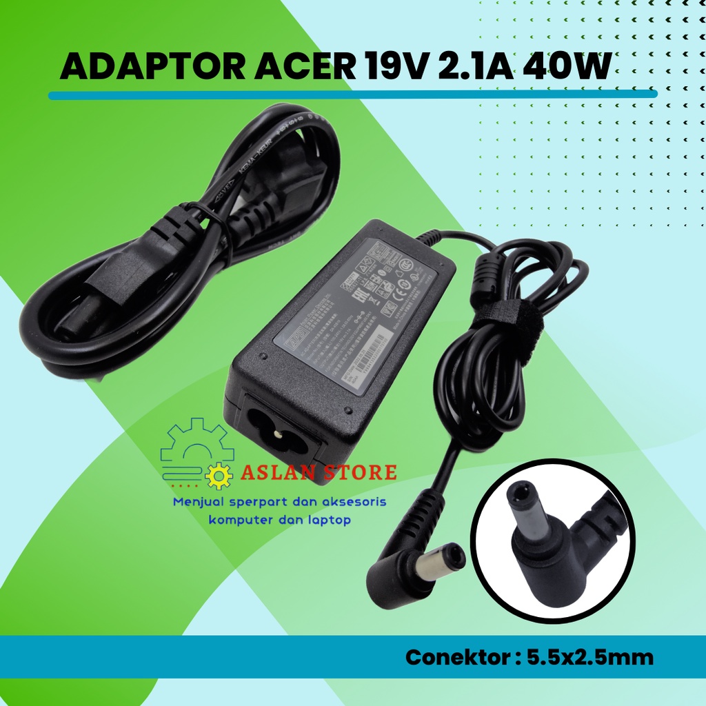 Adaptor Charger Laptop Notebook Acer Aspire One 14 Z14 Z1401 Z1402 Axioo Neon TNN 19v 2.1a (5.5*2.5)