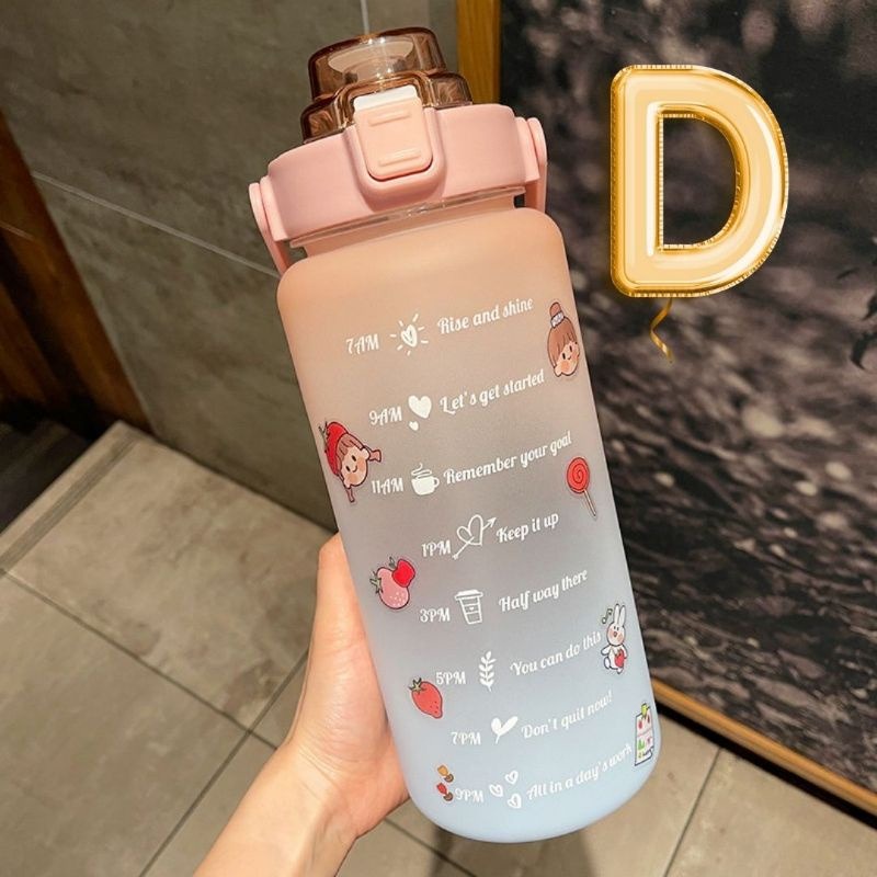 BEST SELLER Botol Minum Viral warna gradasi 2L free sticker 3D 2D botol minuman anak/Dewasa-