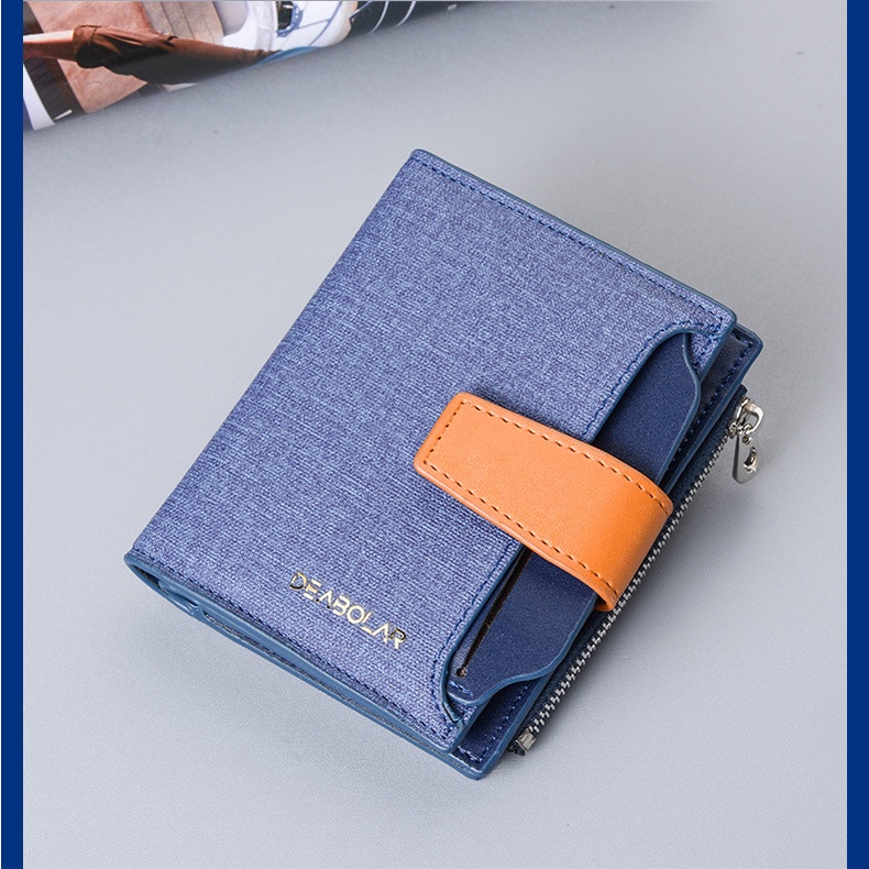 DOMPET LIPAT WANITA MINI IMPORT KANVAS DEABOLAR ORIGINAL PREMIUM  BIRU KECIL NARONI WA658B2 KOREA BRANDED BATAM REMAJA KEKINIAN MURAH CEWEK SLOT KARTU RESLETING UANG KOIN PENDEK