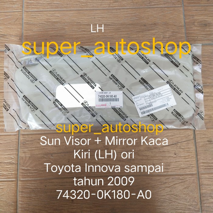 Sun Visor + Mirror Kaca Toyota Innova 2005-2012 ori 1pc