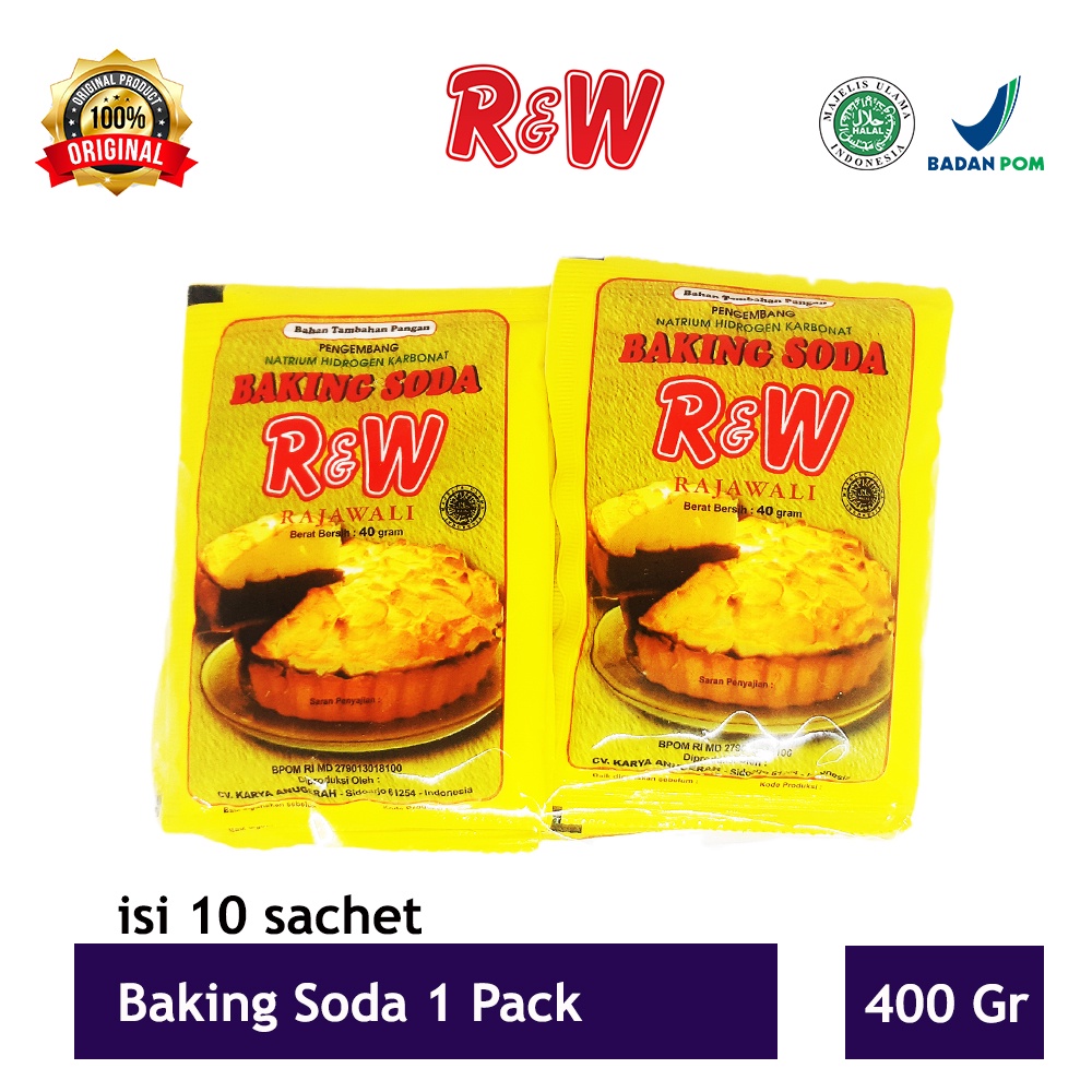 Soda Kue Baking Soda Pengembang Kue Rajawali R&amp;W RW 40 g 1 Pack kuning