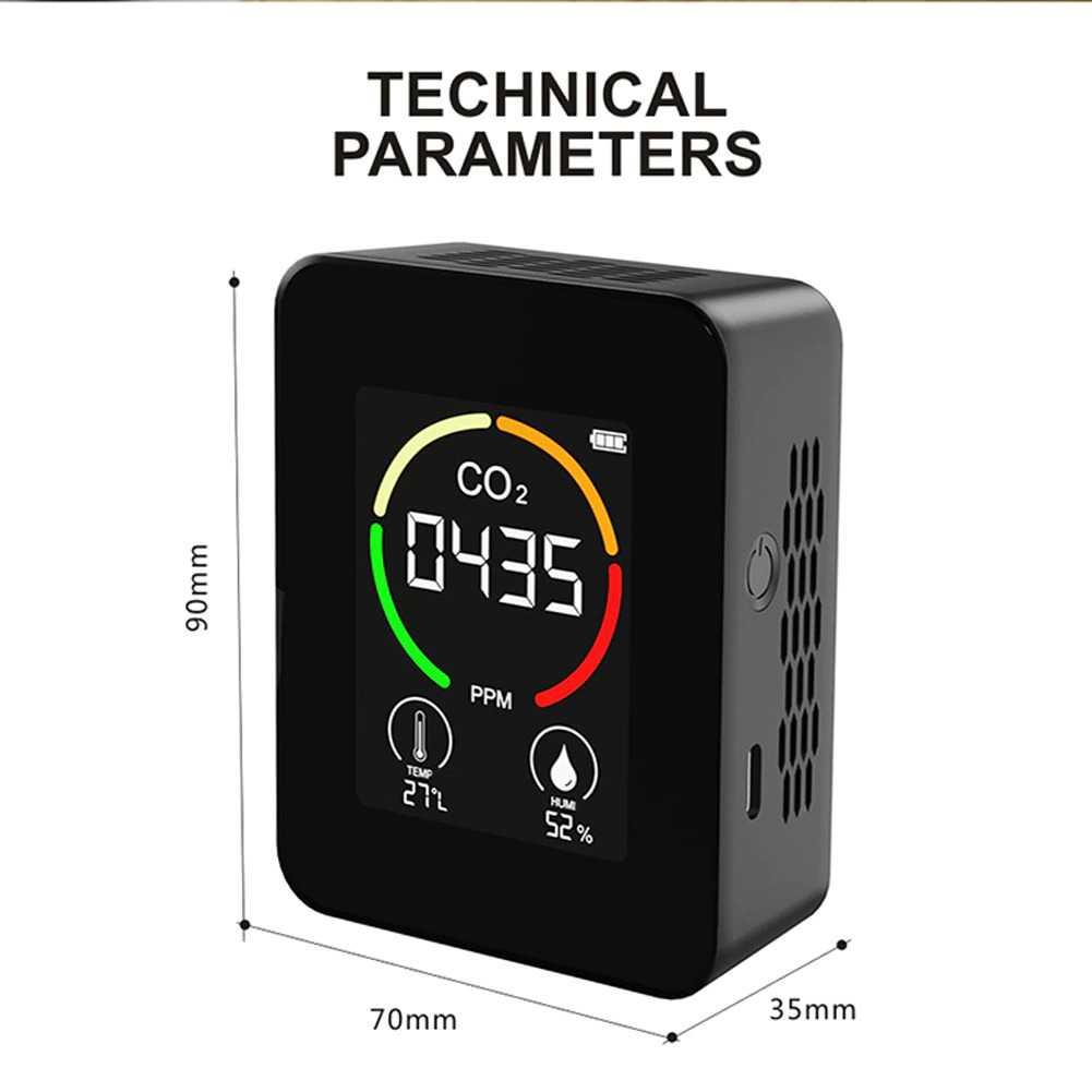 Alat Detector CO2 Sensor PPM Meter Gas Analyzer Thermometer - PG-L28A-CO2 - Black