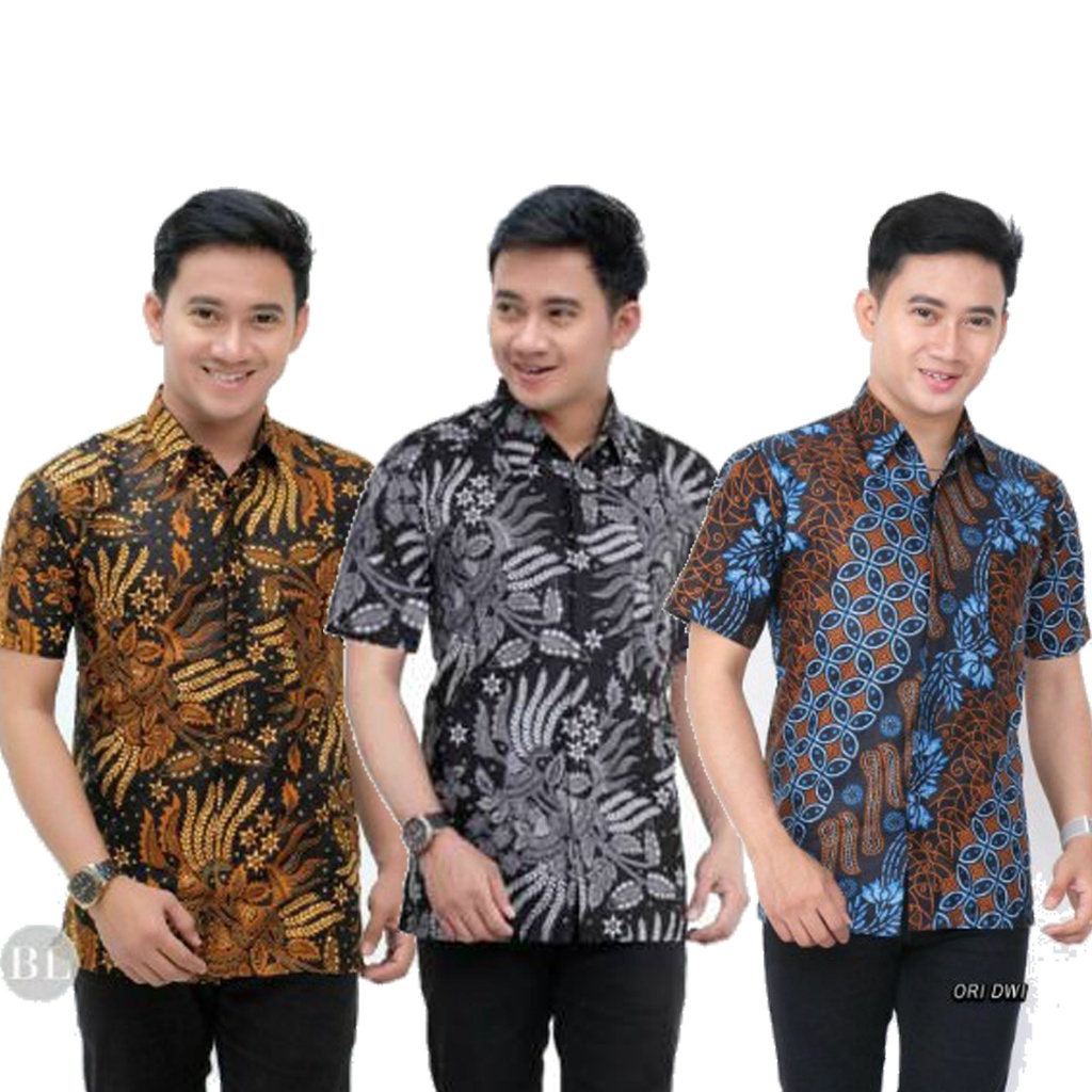 kemeja batik pria lengan pendek jumbo baju seragam batik pria