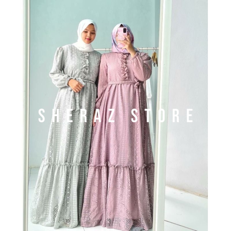 Gamis Dress Brukat Jumbo Ld 120 130 140 ZIZARA BRUKAT S M L XL XXL XXXL 5L Gamis Wanita Terbaru 2022