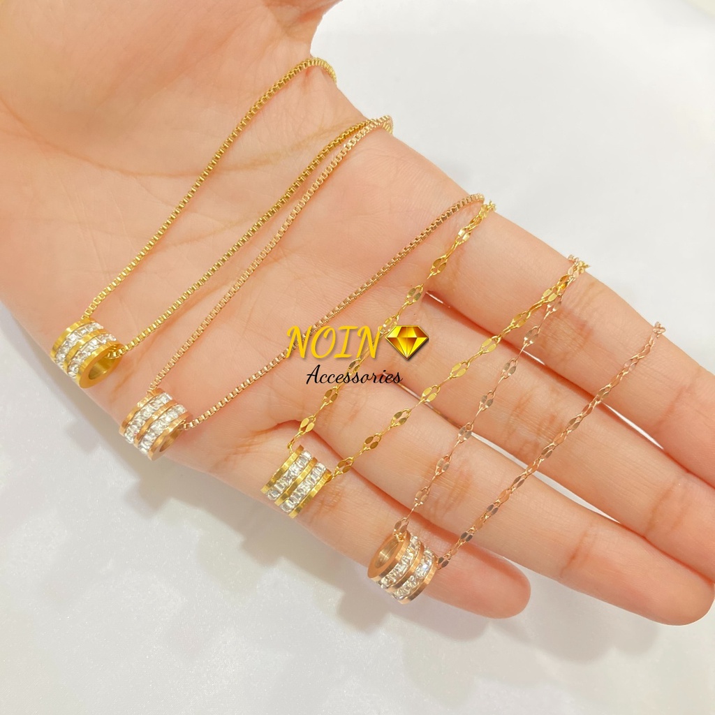 Kalung Titanium Super Simple Zircon Anti Karat
