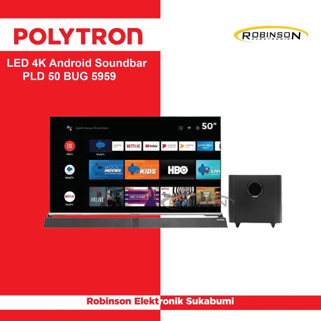LED TV Polytron 50inch PLD 50 BUG 5959 4K Android Soundbar