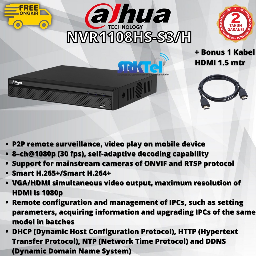 Dahua NVR1108HS-S3/H NVR 8 Ch Up to 2MP