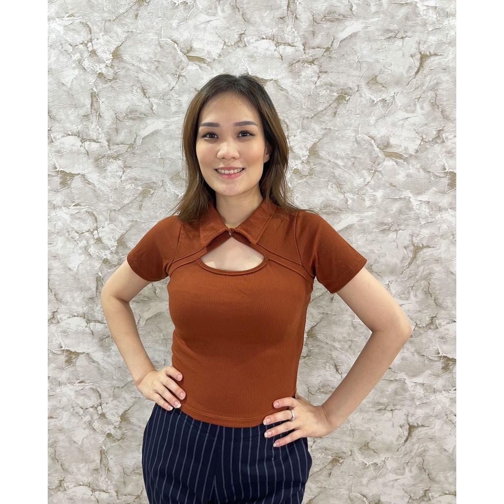 MODAVIE - SHANON CROPTOP Atasan Wanita Crop Kerah Neck