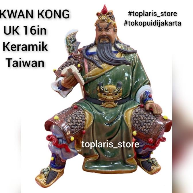 Patung Kwan Kong Duduk 16in Keramik Taiwan 022