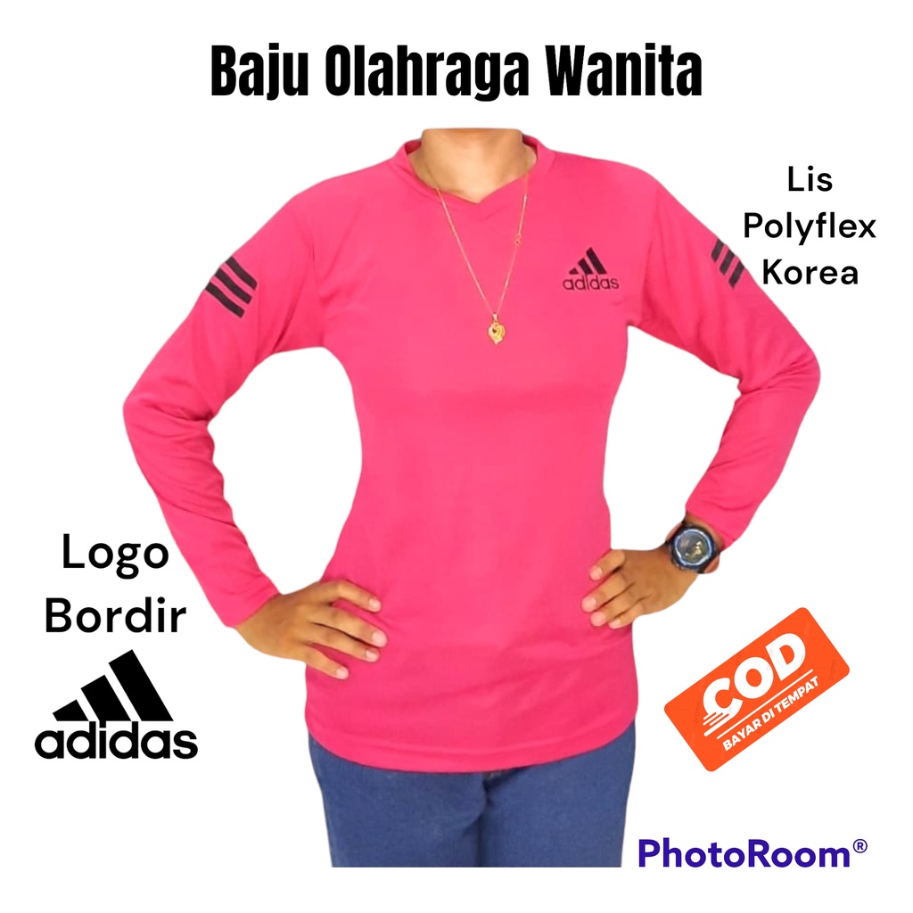 Baju senam lengan panjang kaos atasan olahraga aerobic gym voli wanita