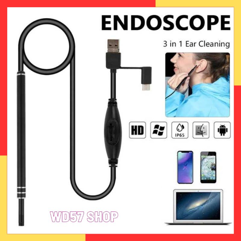 Alat Kamera Endoskope Pembersih Korek Kuping Telinga Kabel USB Type-C Lampu LED Suport Android Smart
