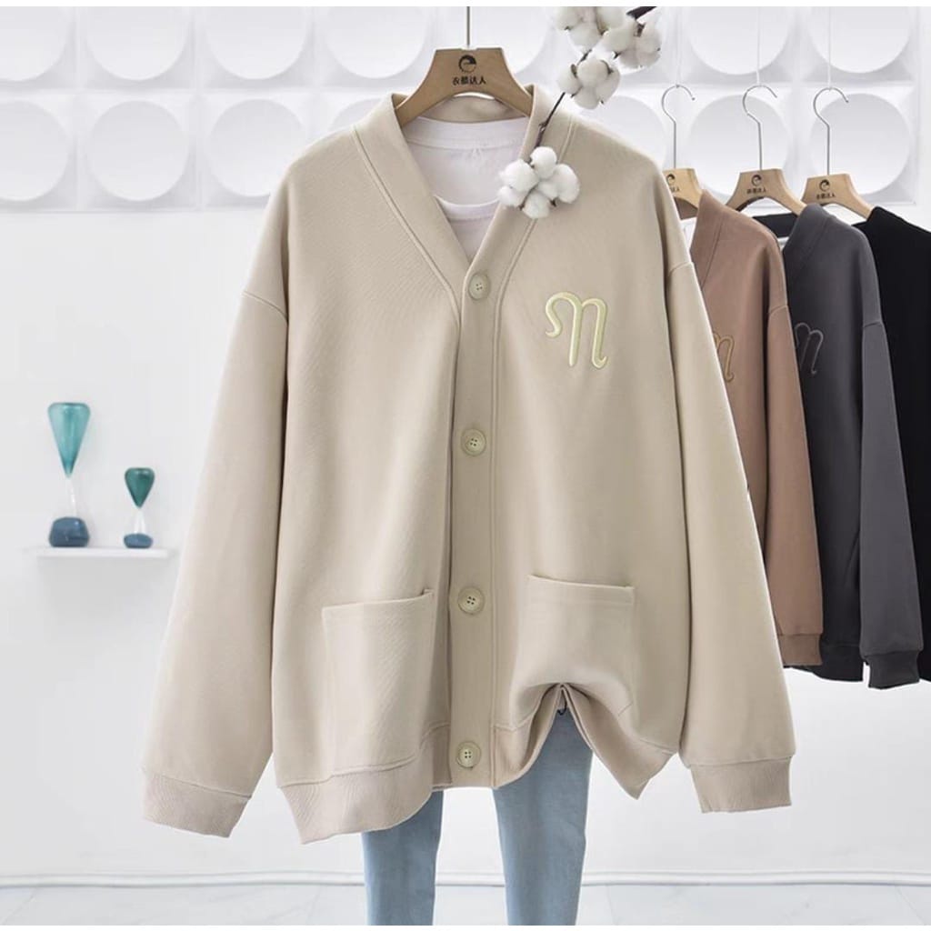 CARDIGAN N BORDIR WANITA OVERSIZE - SWEATER KARDIGAN OVERSIZE BIGSIZE LUCU - SWEATSHIRT CARDIGAN