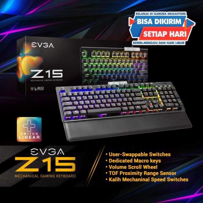 Best Seller Evga Mechanical Gaming Keyboard Z15 Swappable Key Switch