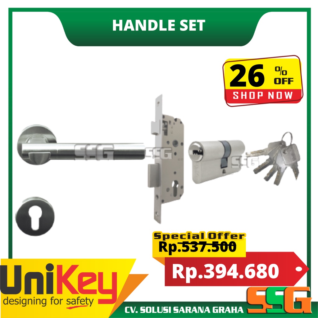 Handle Set Unikey UK 501-410 SN + Handle Pintu UNIKEY UK 016.53 SSS