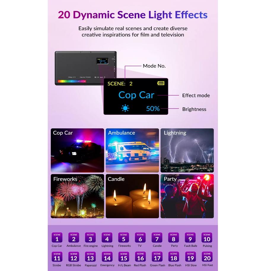 APEXEL Lampu Kamera Mini RGB LED Light Photo Video Dimmable 8W - APL-FL07 - Black