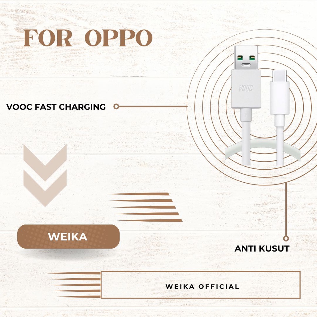 Kabel Data OPPO VOOC Fast Flash Charging 2A / 4A / 6.5A Tipe C