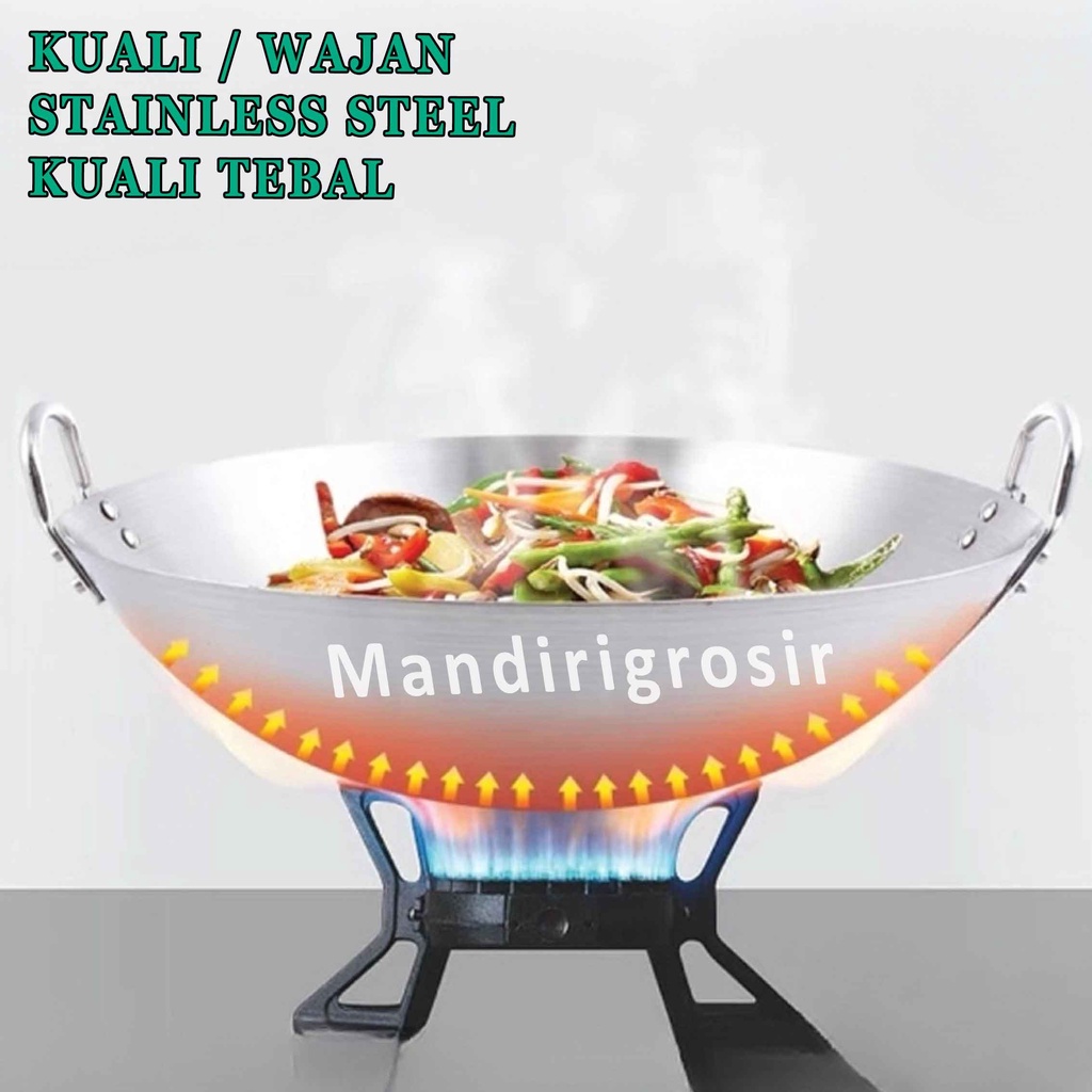 Wajan Tebal* Kuali Stainless* Penggorengan Masak* Anti Lengket Serbaguna