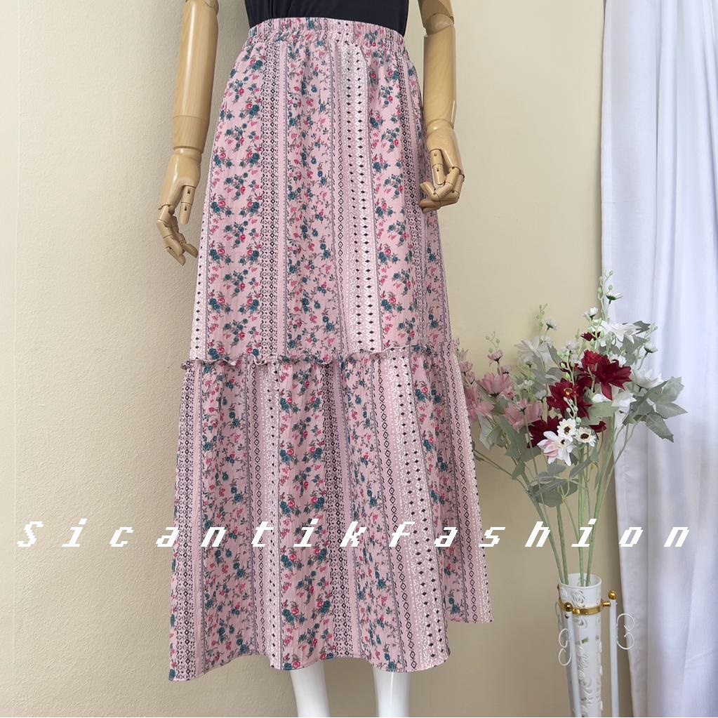 Rok Maxi Wanita / Rok motif Bunga / Rok Korea