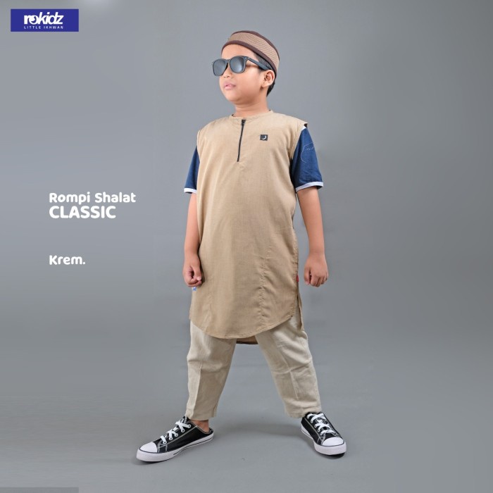 Rompi Sholat Rompi Sholat ROSAL Classic Anak Gamis Pakistan - KREM, S(X3B7) rompi sholat pria hoodie
