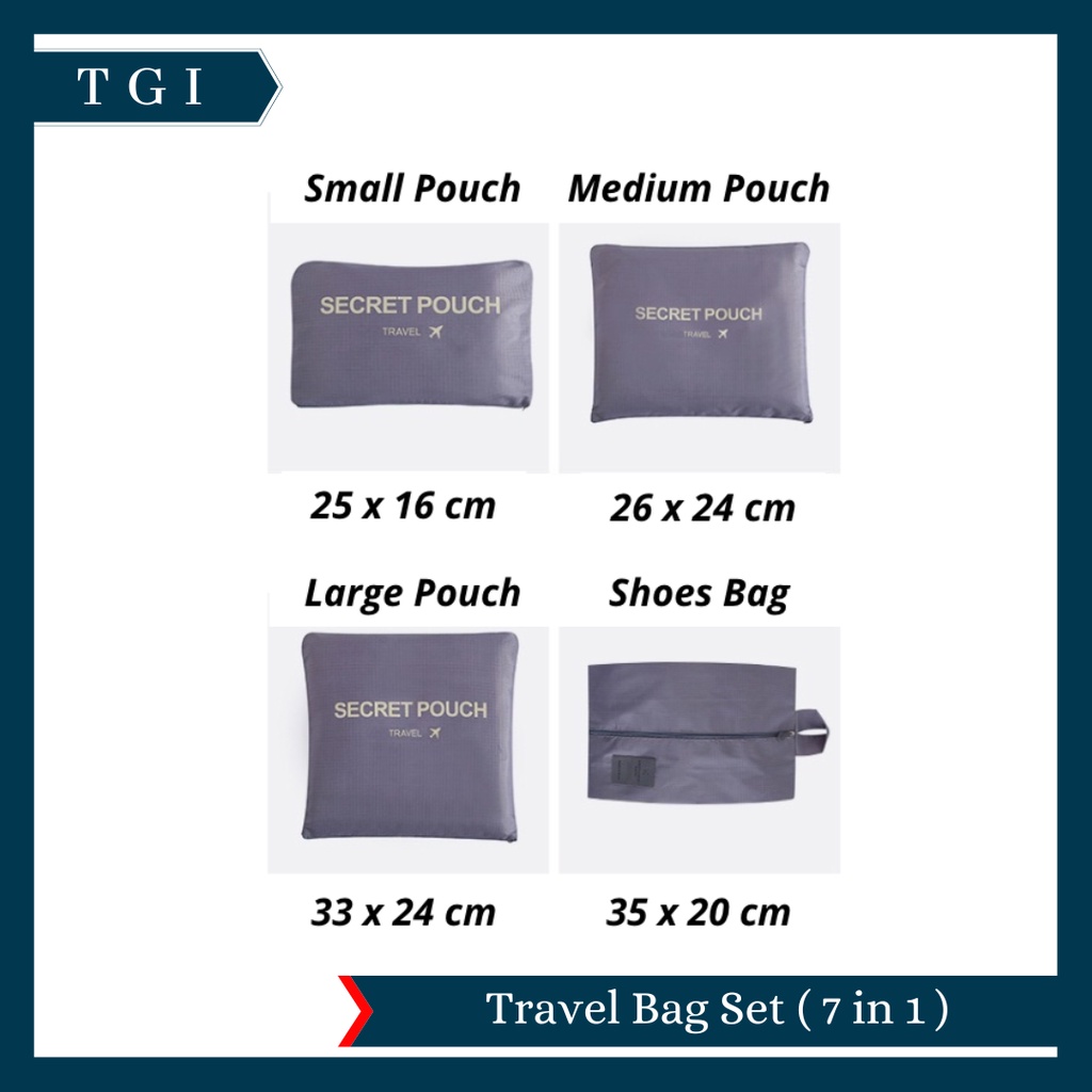 TGI - [7 IN 1] TRAVELLING BAG / TAS ORGANIZER KOPER / STORAGE LUGGAGE BAG / TAS PENYIMPANAN TRAVEL / ORGANIZER BAG SET