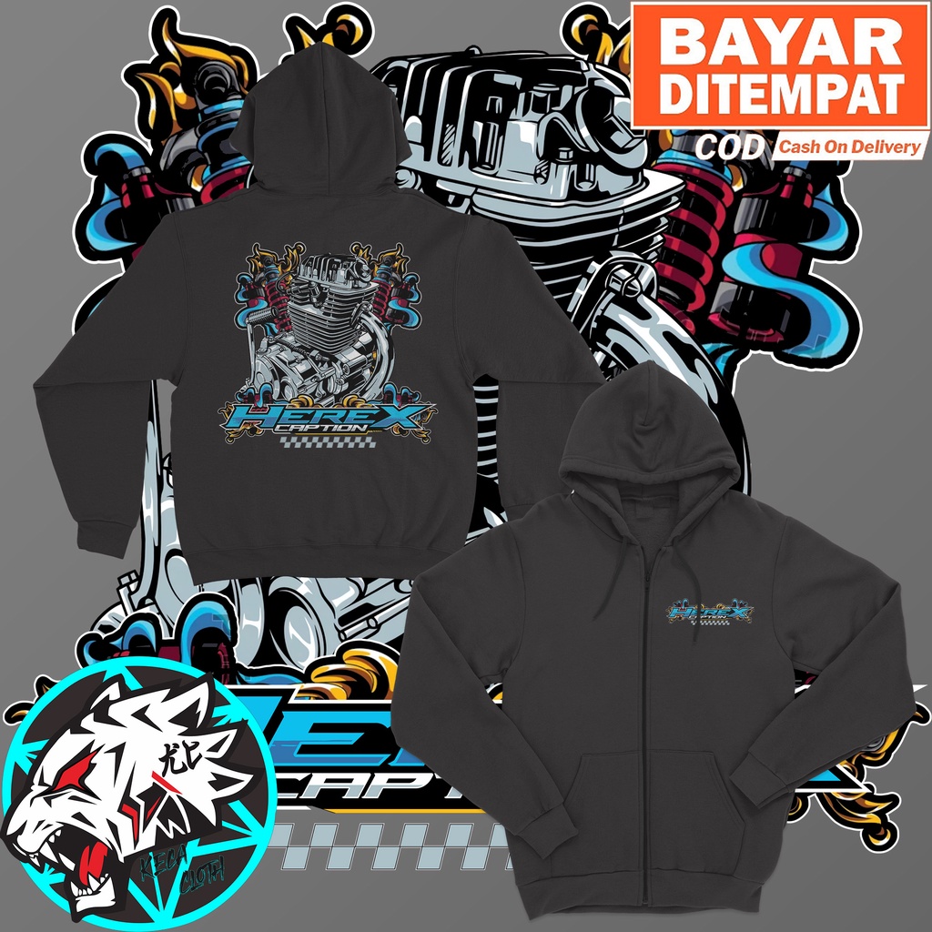 JAKET ZIPPER HEREX CAPTION ENGINE BIG SIZE JUMBO JAKET RACING HEREX COWOK CEWEK