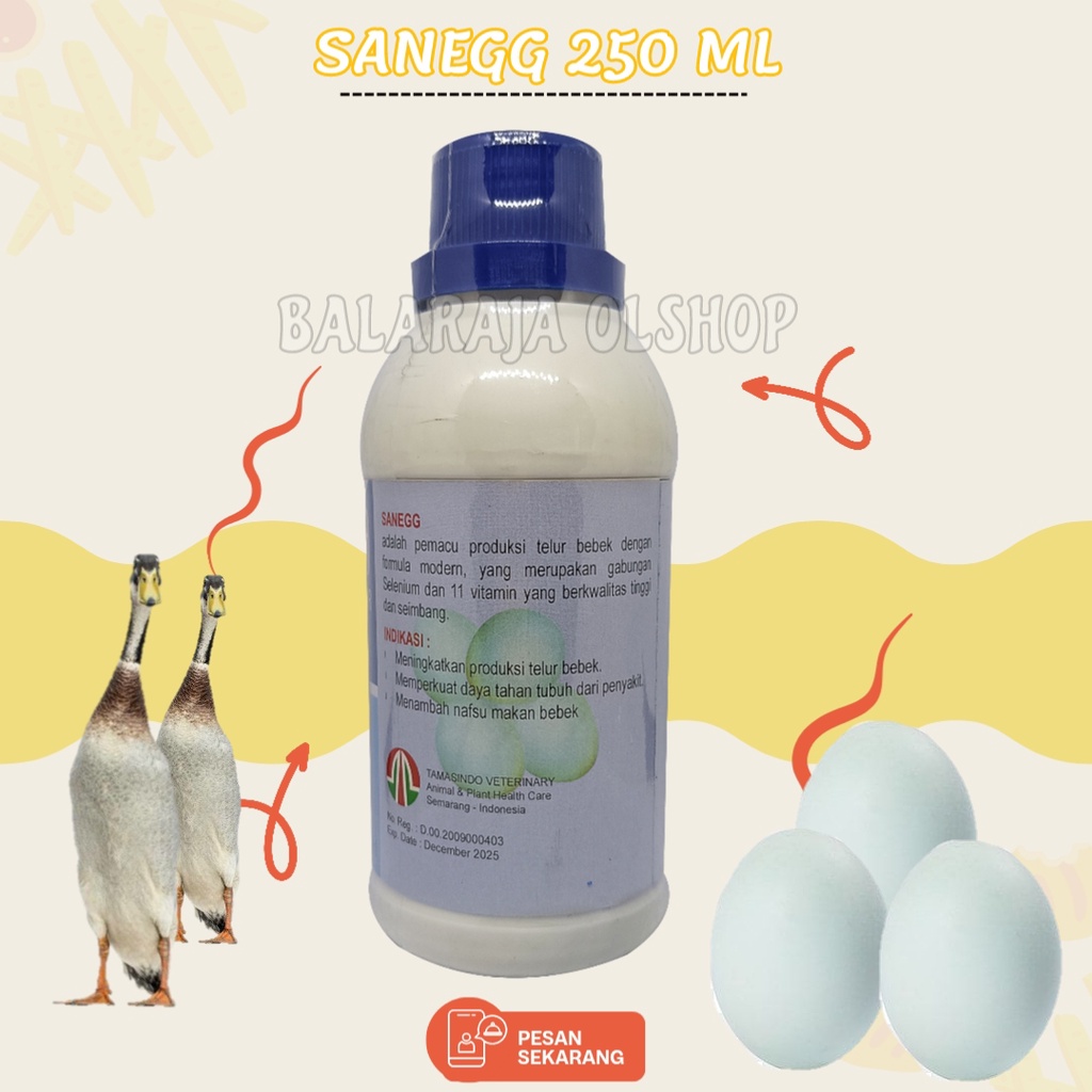 Pemacu Produksi Telur Bebek - Sanegg Liquid 250 Ml - Cepat Bertelur Banyak Menambah Nafsu Makan &amp; Daya Tahan Tubuh