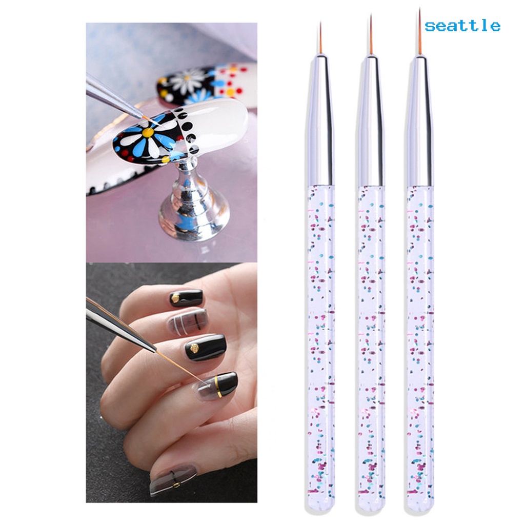 Kuas Set 3 Pcs untuk Melukis Kuku DIY Sangat Tipis Untuk Nail Art