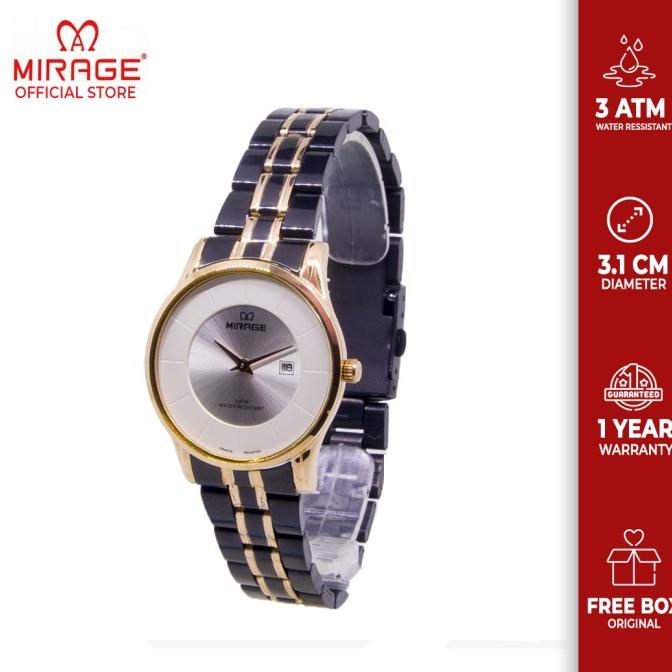 Jam Tangan Wanita Mirage  8670L Hitam Rosegold