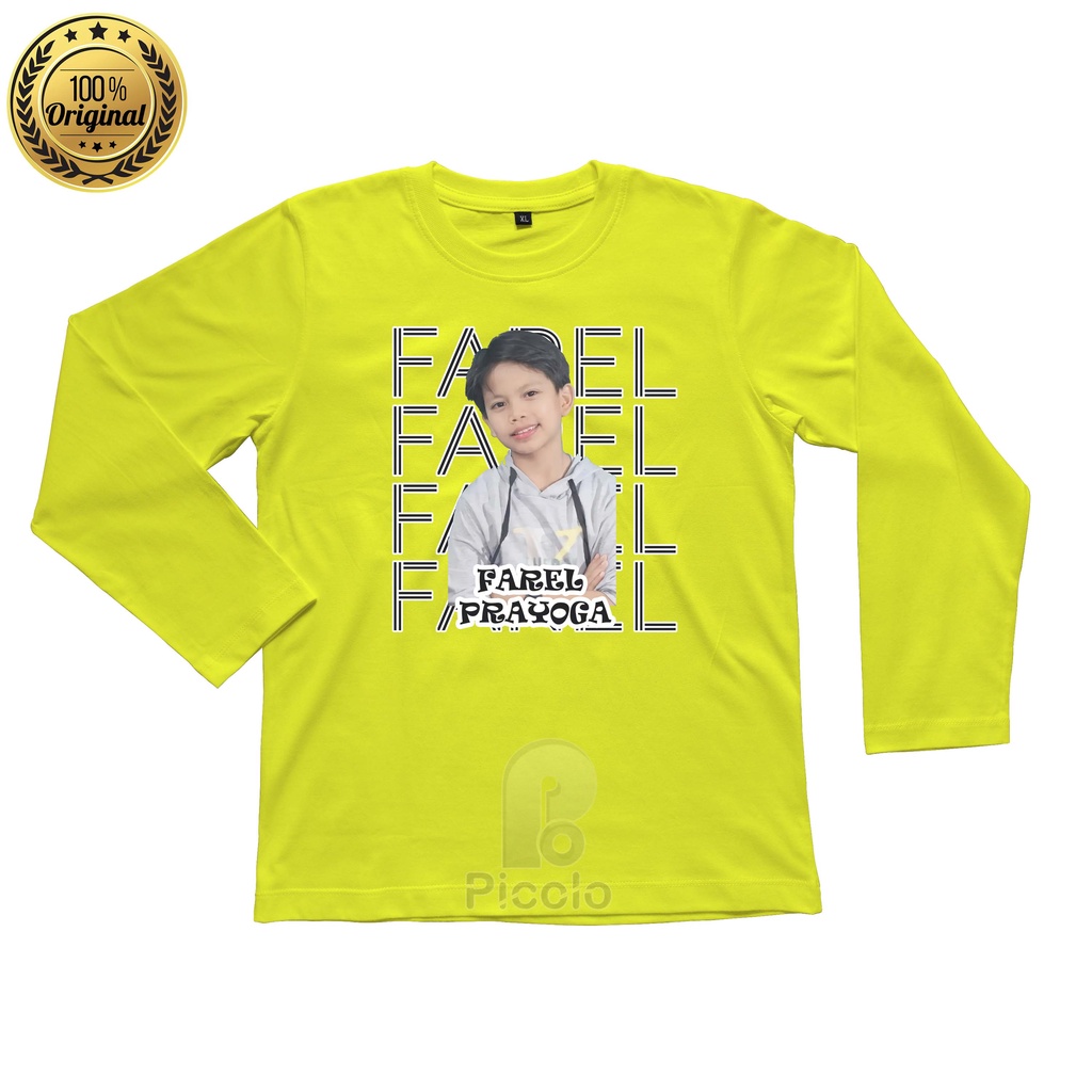 (FREE NAMA) BAJU KAOS ATASAN LENGAN PANJANG ANAK MOTIF ARTIS CILIK FAREL PRAYOGA Bahan COTTUN