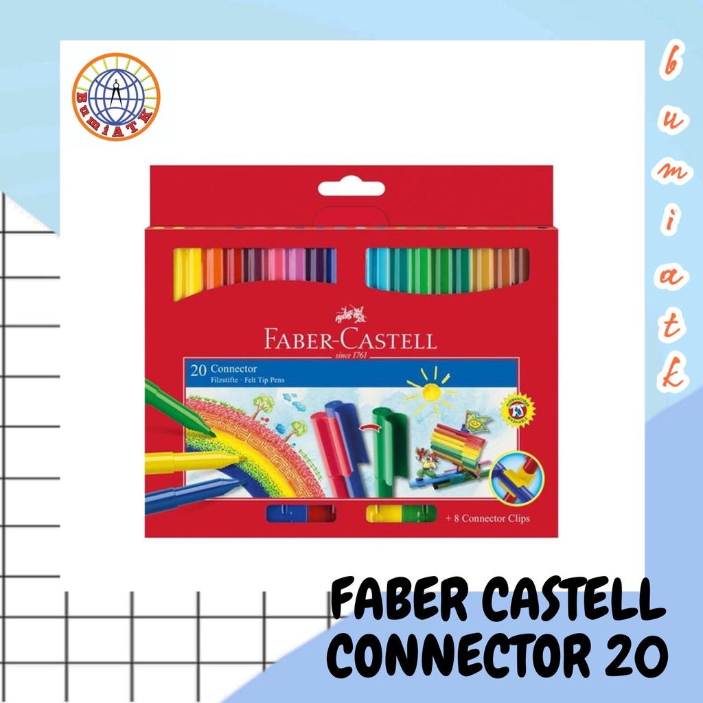 

FABER CASTELL CONNECTOR PEN 20 COLORS SPIDOL WARNA