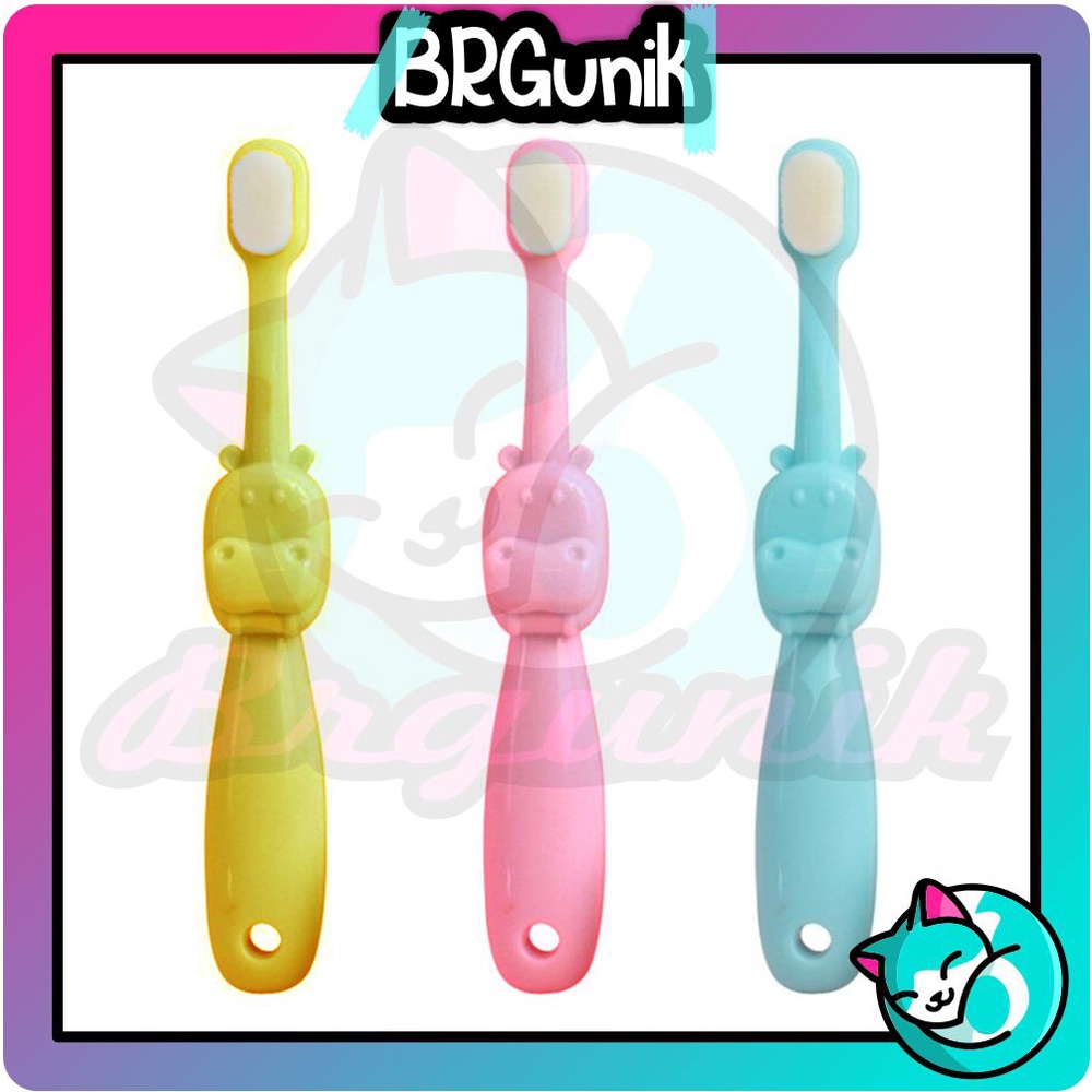 BRGUNIK Upload Sikat Gigi Bayi / Anak Bulu Halus Lembut Training Tooth Brush Karakter Hippopotamus R848