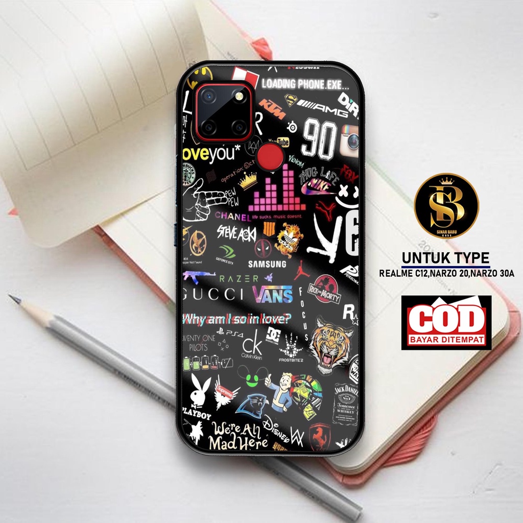 Sinar Baru Case Realme C12, Narzo 20, Narzo 30A  Terbaru [ MOtif St1ker] Softcase Realme - Hardcase 