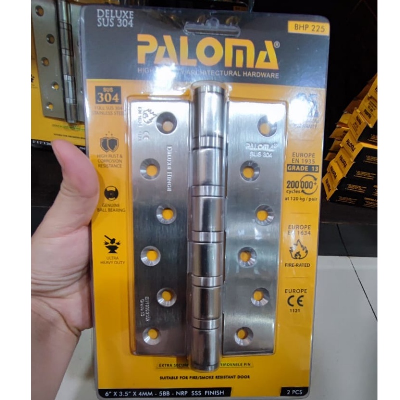 PALOMA BHP 225 BUTT HINGE ENGSEL PINTU DLX 6&quot;X3.5&quot;X4MM 5BB NRP NEW STAINLESS SUS 304