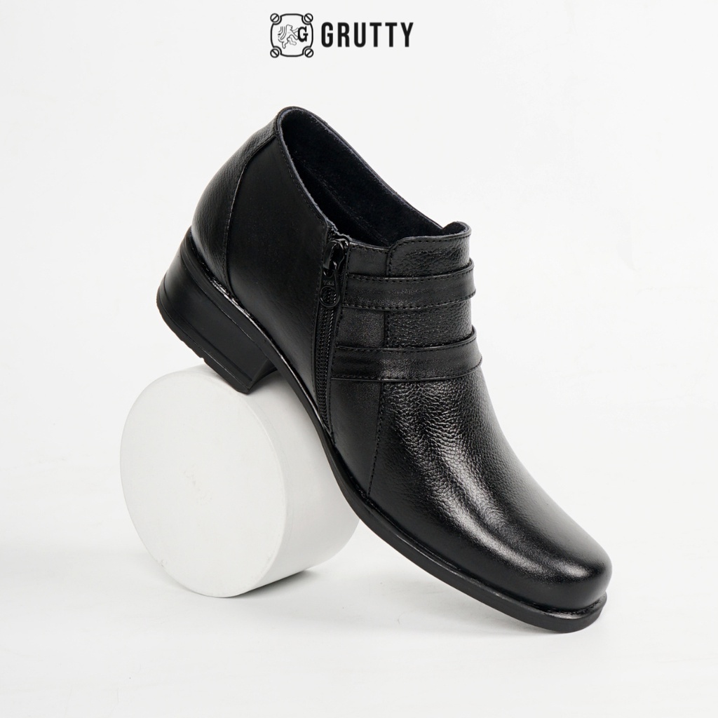 Sepatu Wanita Boots Pendek Hak 3cm Pantofel PDH Hitam Resleting