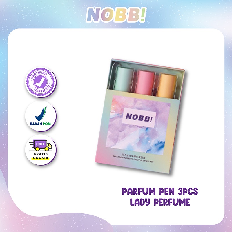 [BPOM][100%ORI&amp;READY]NOBB! Parfum Pen 3Pcs Lady Perfume EDT Macaron Flowery Sweetheart Scented Pen Tahan Lama ​Farfum Wanita N6601