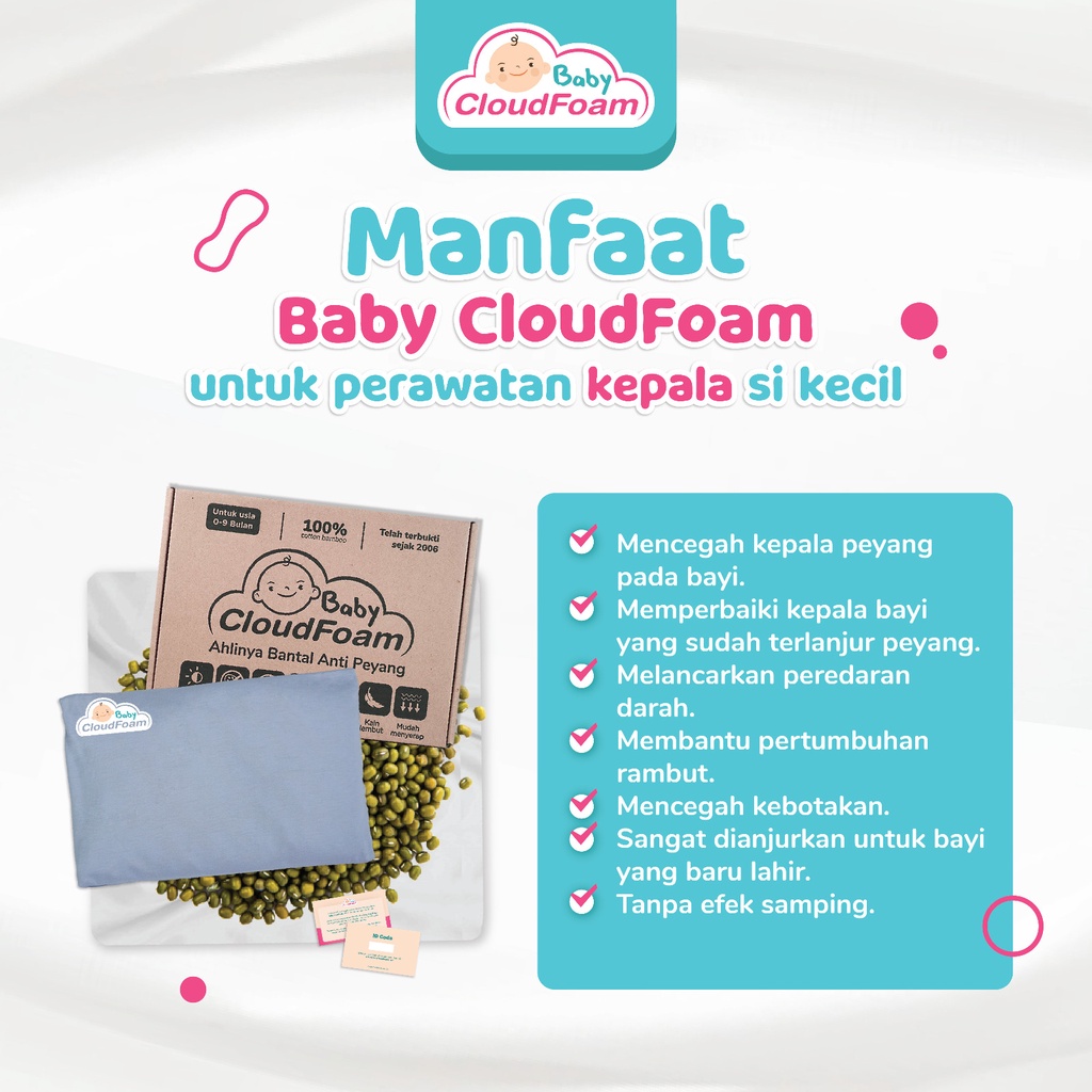 Baby Cloudfoam Bantal Anti Peyang Bayi Gratis Cetak Nama