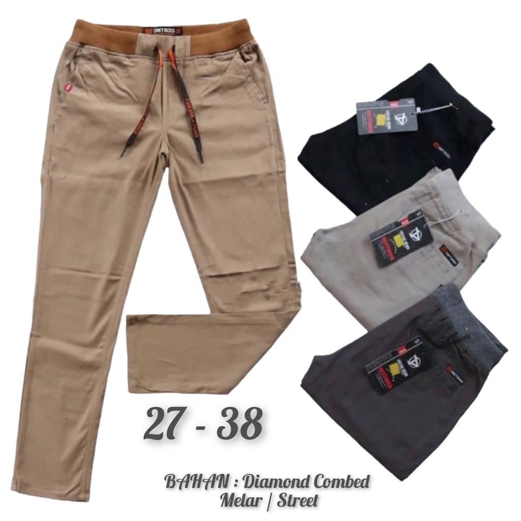 CELANA CHINOS RIB COWOK PANJANG KARET PINGGANG RIP KOLOR premium KATUN JUMBO 27 - 38 KASUAL KANTOR R