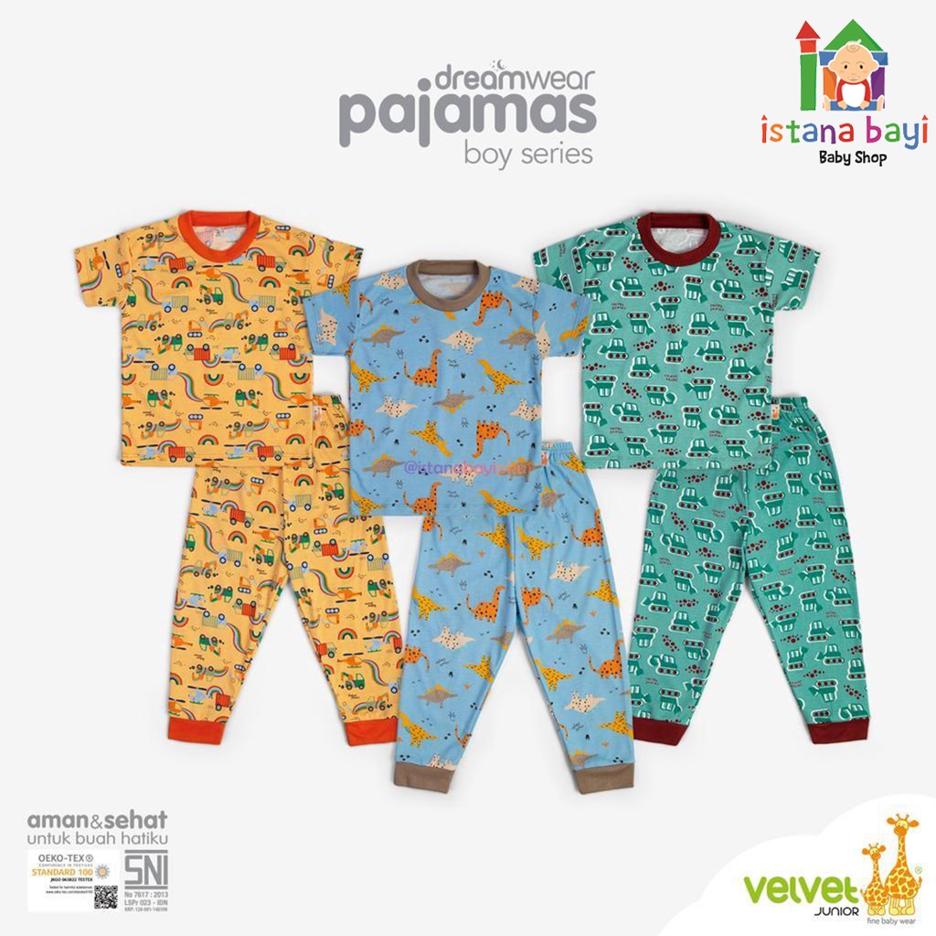 VELVET JUNIOR PIYAMA DREAMWEAR GIRL/BOY - PIYAMA PENDEK PANJANG 8-10 TAHUN /PIYAMA ANAK