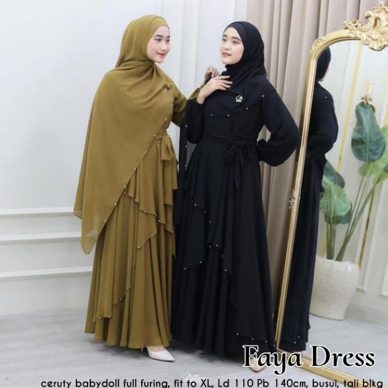 TERLARIS Faya dress Amora ceruty 6 warna Premium High Quality full furing Murah