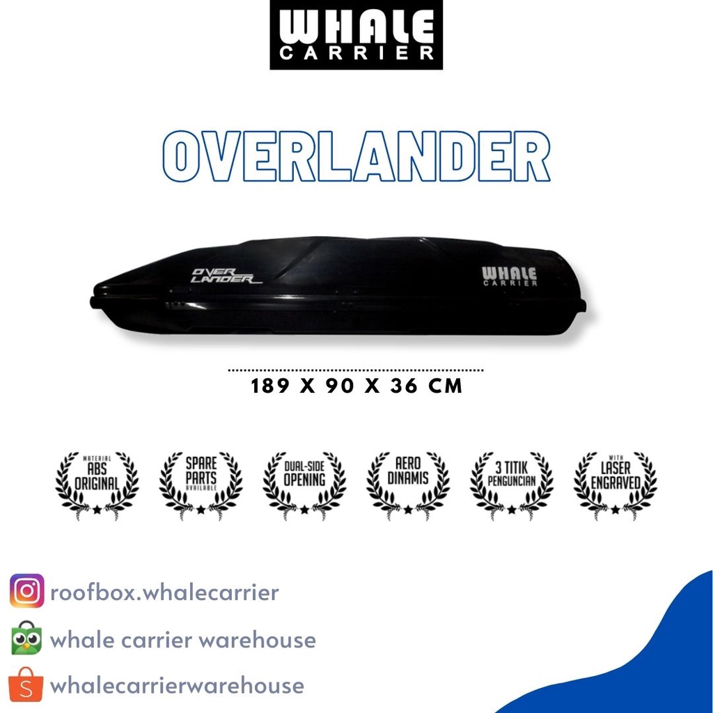 ROOF BOX WHALE CARRIER TIPE "OVERLANDER" UNTUK SEMUA MOBIL