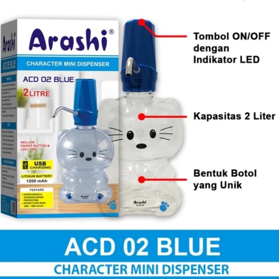 Dispenser Mini Portable Arashi ACD 02 Karakter / Galon Air Kecil 2L