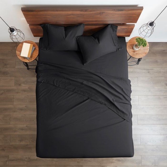 Sprei Hitam Polos Emboss Estetik Seprei Aesthetic Rosella Premium - polos, 90x200x20 Berkualitas Z4V